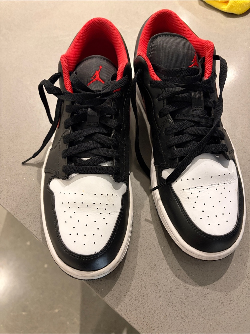 Jordan Low Top Sneakers in Black, White & Red